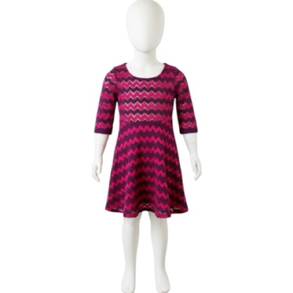Bonnie Jean Lace Dress, Girls Sz 7, Geometric, Semi sheer sleeves, Like new‍